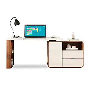 None Multifunctional Computer Desk with Bookshelf, Rotatable Locker, and Hidden Keyboard Tray - 1.2m