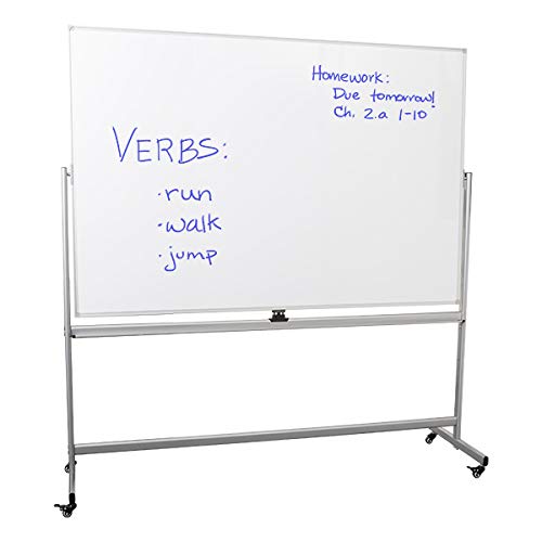Learniture Double-Sided Mobile Magnetic Marker Board, 4' W x 3' H, White, LNT-RCE-3048-PK-SO