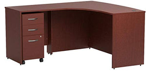 Bush Business Furniture Series C Left Handed L Shaped Desk with Mobile File Cabinet in Mahogany