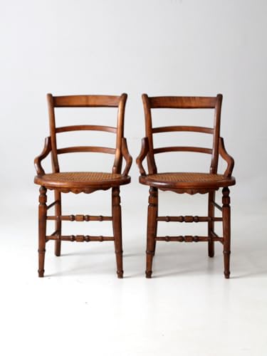 Lschool Antique Victorian Cane Seat Chairs Pair