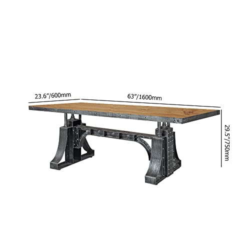 Homary 63" Industrial Office Desk Executive Desk with Solid Wood Top