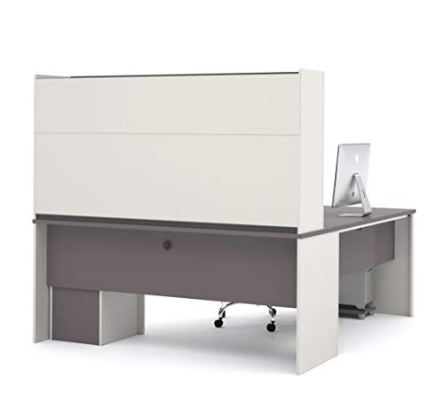 Bestar Connexion L-Shaped with Hutch Workstation Kit, Slate/Sandstone