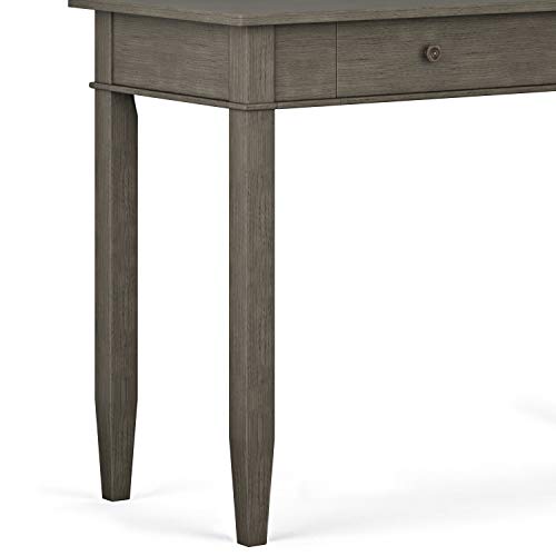 SIMPLIHOME Carlton SOLID WOOD Contemporary Modern 42 inch Wide Home Office Desk, Writing Table, Workstation, Study Table Furniture in Farmhouse Grey with 1 Drawer
