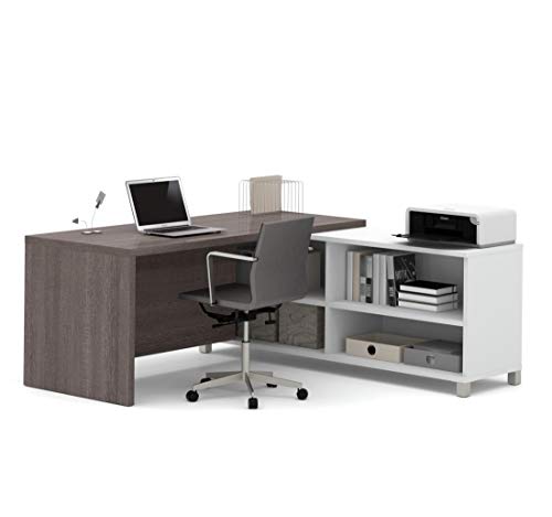 Bestar Pro-Linea L-Desk, White/Bark Grey