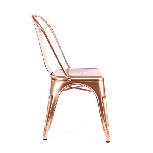 Design Lab MN Dreux Light Rose Gold Steel Side Chair, Set of 4, Chrome Light Rose Gold, Null