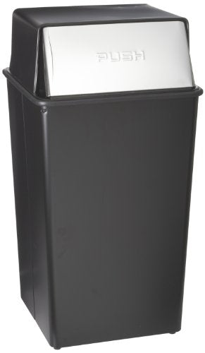 Witt Industries 36HT-22 Steel 36-Gallon Monarch Series Hamper and Push Top Receptacle, Legend "Push", Square, 19" Width x 19" Depth x 37" Height, Black