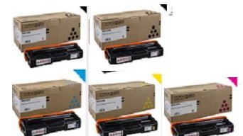2 Blacks!,1 Cyan, 1 Yellow. 1 Magenta, High Yield OEM Ricoh SP C252DN Toner Set SP C252SF Toner Set Aficio Toner Set