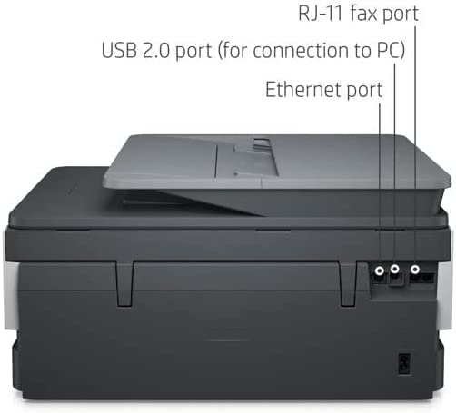 HP OfficeJet 8022e Wireless Inkjet Color All-in-One Printer, Print Copy Scan Fax, Instant Ink Ready, 35 Sheet ADF, WiFi USB Connectivity, 6 Months Free Instant Ink,White, W/Silmarils Printer Cable