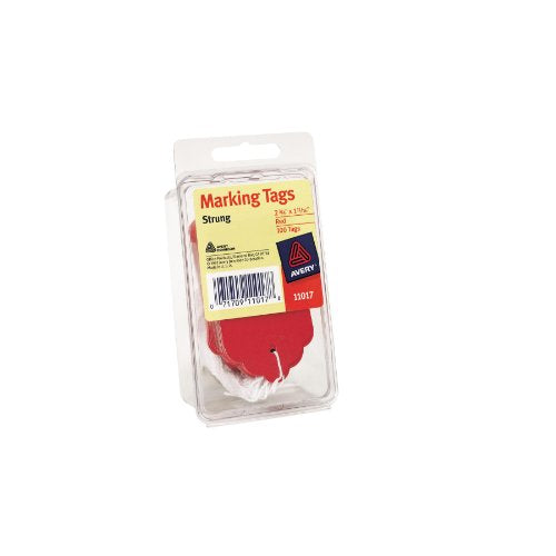 Avery Red Marking Tags, Strung, 2.75 x 1.68 Inches, Pack of 100 (11017)