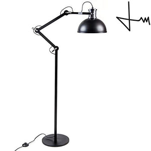 Brooklyn Series Industrial Style Designer 76 Inch Adjustable Floor Lamp - Designed by Thomas Mark (Black, Floor Lamp)