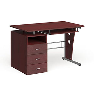 Porch & Den Pedestal 3-Drawer Computer Desk with Keyboard Tray Brown Maple Finish