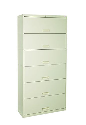 Datum Storage Stak-N-Lok 100 Series 6H Open Shelf with Receding Doors and Locking Cabinet, 36", Bone White