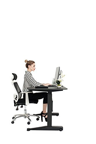 ApexDesk 47x27" Movable Sit/Standing Desk, Pneumatic Height Adjustable from 29" to 48" (47x27" Black Top, Black Frame)