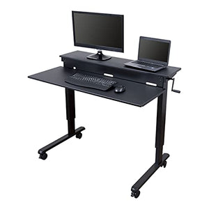 Stand Up Desk Store Crank Adjustable Two Tier Standing Desk with Heavy Duty Steel Frame (Black Frame/Black Top, 48" Wide)