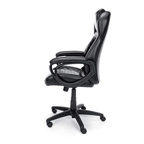 OFM ESS Collection Racing Style SofThread Leather High Back Office Chair, in Black (ESS-6060)