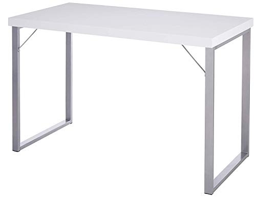 Monarch Specialties Computer Desk - Modern Contemporary Style - Home & Office Laptop Table Metal Legs - 48" L (White - Silver Metal)