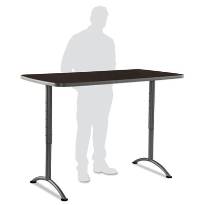 ARC Sit-to-Stand Tables, Rectangular Top, 30w x 60d x 42h, Walnut/Gray, Sold as 1 Each