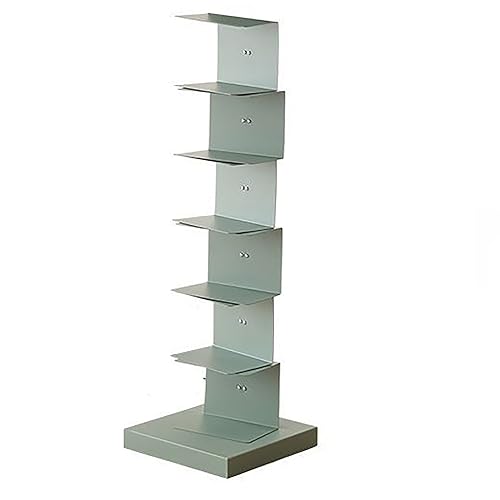 PIcube All Metal Invisible Book Tower Heavy Duty Spine Bookshelf White 5 Shelf
