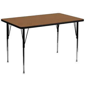 Flash Furniture 36''W x 72''L Rectangular Oak Thermal Laminate Activity Table - Standard Height Adjustable Legs