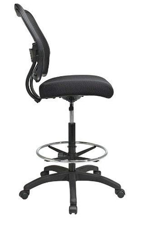 SPACE Seating Deluxe AirGrid Back with Mesh Seat, Adjustable Footring, Pneumatic Seat Height Adjustment and Nylon Base Drafting Chair, Black