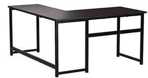 ZINUS Luke 59 Inch Black Metal Corner Desk / L-Shaped Computer Desk / Office Desk / Easy, Bolt Free Assembly