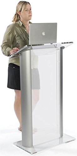 Displays2go Acrylic Podium with Frosted Panel - Clear/Silver (LECTALACF)