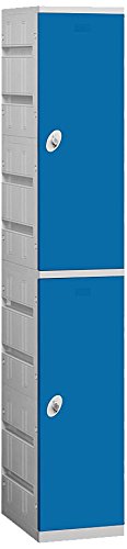 Salsbury Industries 92168BL-U Double Tier 12.75-Inch Wide 738.25-Inch High 18-Inch Deep Unassembled Plastic Locker, Blue