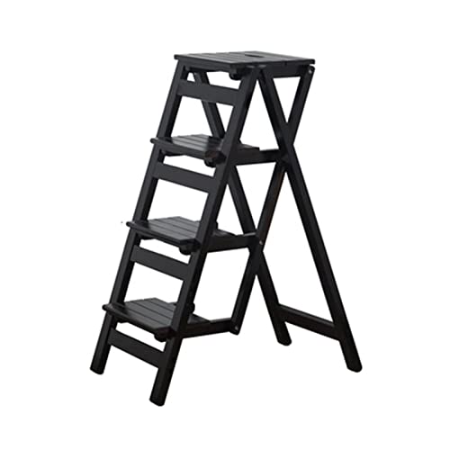 LUCEAE 4-Step Wooden Folding Step Stool - Portable & Sturdy