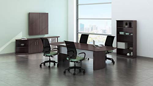 Safco Medina 14' Conference Table with Mocha Finish, Silver Detailing, Grommet Holes
