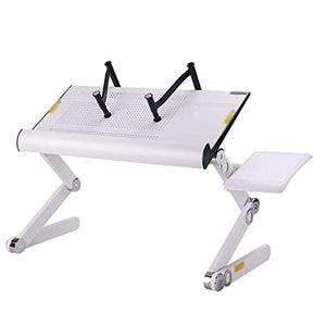 WPHPS Laptop Table Bed Table，Portable Standing Bed Desk, Foldable Sofa Breakfast Tray, Notebook Computer Stand for Reading and Writing (Color : White)