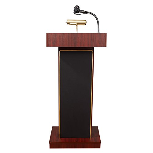 Oklahoma Sound 800X- My/LWM-6 Orator Lectern & Tie Clip Mic, Mahogany