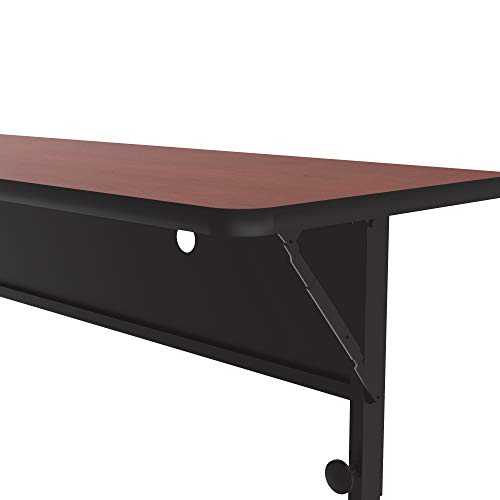 Correll 24"x60" Deluxe Flip Top Table, Cherry HP Laminate Top, Adjustable Height Work Station, Castors, Folds Flat & Nests (FT2460-21)