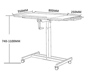 hsmag Mobile Standing Desk, Height Adjustable Tiltable Laptop Table