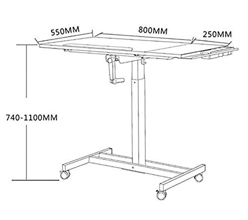 hsmag Mobile Standing Desk, Height Adjustable and Tilt Laptop Table, 80° Tiltable Rolling Desk