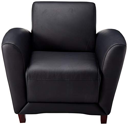Lorell LLR68952 Leather Reception Club Chairs, 42" Height X 23.8" Width X 29.5" Length, Black