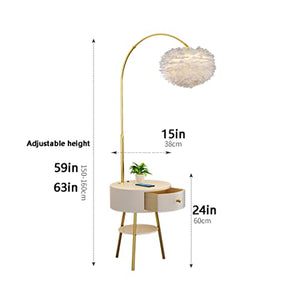 VejiA Floor Lamp with Table and Wireless Charging Station - 2 in 1 Bedside Nightstand Standing Lamp
