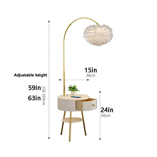 VejiA Floor Lamp with Table and Wireless Charging Station - 2 in 1 Bedside Nightstand Standing Lamp