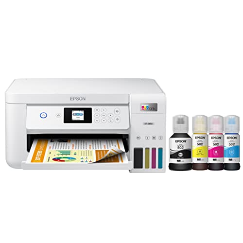 Epson EcoTank ET-2850 Wireless Color All-in-One Inkjet Printer - White - Print Scan Copy - 1.44" LCD Display, 10 ppm, 4800 x 1200 dpi