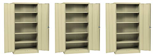 Sandusky Lee RTA7000-07 Putty Steel SnapIt Storage Cabinet, 5 Adjustable Shelves, Powder Coat Finish, 72" Height x 36" Width x 18" Depth (Pack of 3)