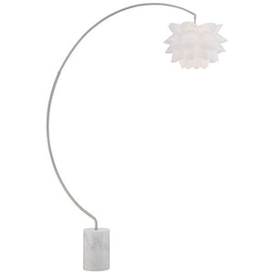 Modern Arc Floor Lamp Satin Nickel White Flower Shade for Living Room Reading Bedroom Office - Possini Euro Design