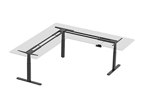 Monoprice Triple Motor Height Adjustable Sit-Stand Corner Desk Frame - Black | 3 Leg Corner, L Shaped Table Base, Programmable Memory Settings - Workstream Collection
