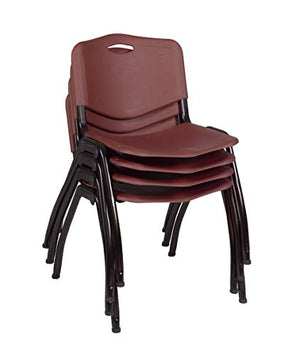 Regency Kobe 30-Inch Round Breakroom Table Set with 4 M Stack Chairs, Cherry/Burgundy