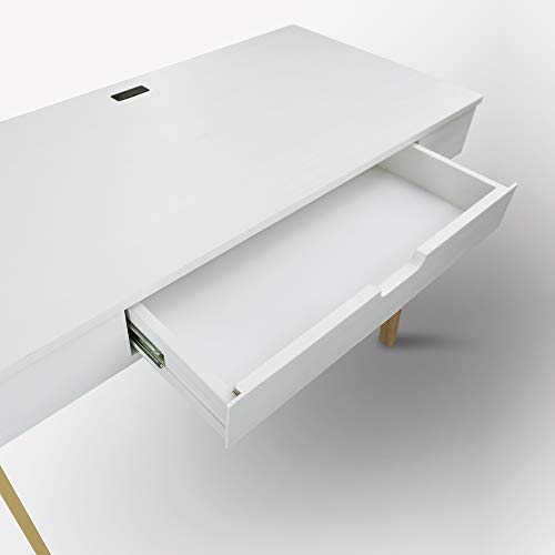 Neorustic Smart Desk with USB Ports, Solid American Maple Legs