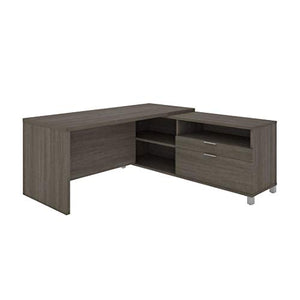 Bestar, Universel Collection, Modern Executive Office L-Shaped Desk with Storage Space