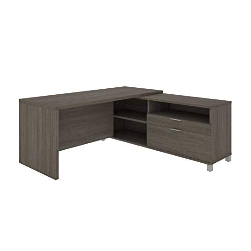 Bestar, Universel Collection, Modern Executive Office L-Shaped Desk with Storage Space