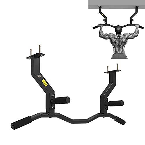 Wall Mounted Pull Up Bar, Multi-Grip Chin Up Bar/Upper Body Workout Bar with Comfortable Handles, Indoor Strength Training Equipment