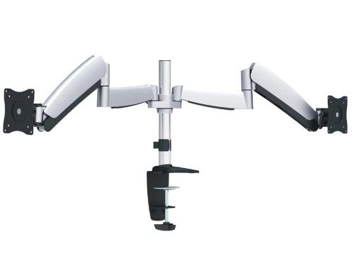 Ergotech Dual Monitor Desk Mount | Includes two aluminum articulating arms for monitors up to 24 inches | 0-19.8 lbs. Weight Capacity per Arm | VESA compatible 75x75, 100x100 | Silver