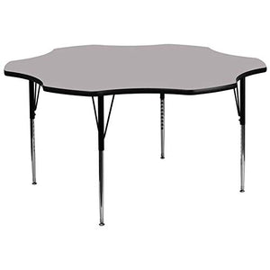Flash Furniture 60'' Flower Grey Thermal Laminate Activity Table - Standard Height Adjustable Legs