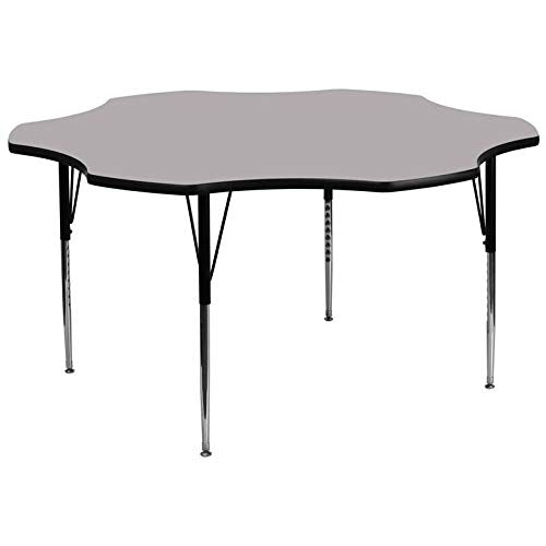 Flash Furniture 60'' Flower Grey Thermal Laminate Activity Table - Standard Height Adjustable Legs