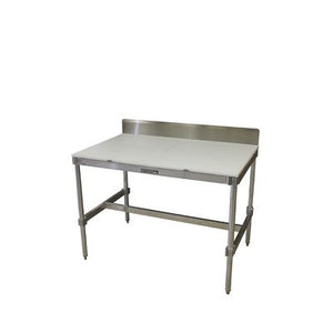 PVIFS Aluminum I Frame Utility Table with Back Splash and Poly Top - 34" H x 72" W x 30" D